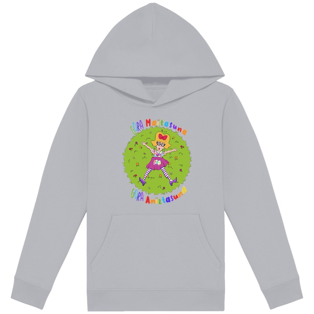 UMEENTZAT / SUDADERA GRIS CON CHOTO y BOLSILLOS DELANTEROS para PEQUES / GORA MAITASUNA