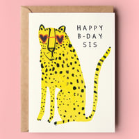 Image of Sister Leopard Birthday Card 