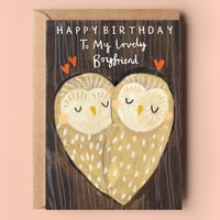 Image of Owl Boyfriend Birthday Card 