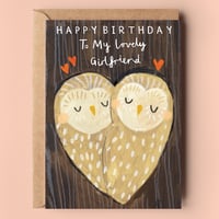 Image of Owl Girlfriend Birthday Card 