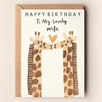 Image of Giraffe Wife Birthday Card 