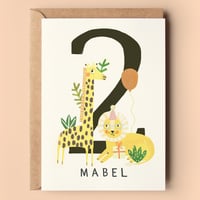 Image of Personalised Jungle 2nd Birthday Card 