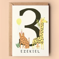 Image of Personalised Jungle 3rd Birthday Card