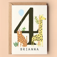 Image of Personalised Jungle 4th Birthday Card 