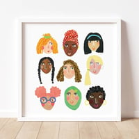 Image of Girls Faces Print