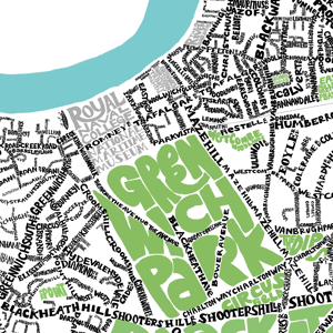 Image of SE London River Thames Type Map