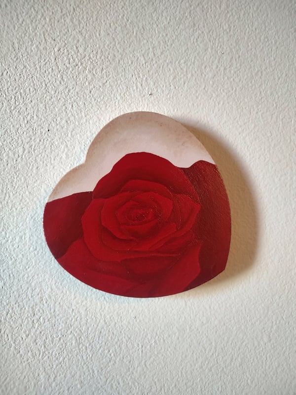 Image of Rose on Heart Canvas