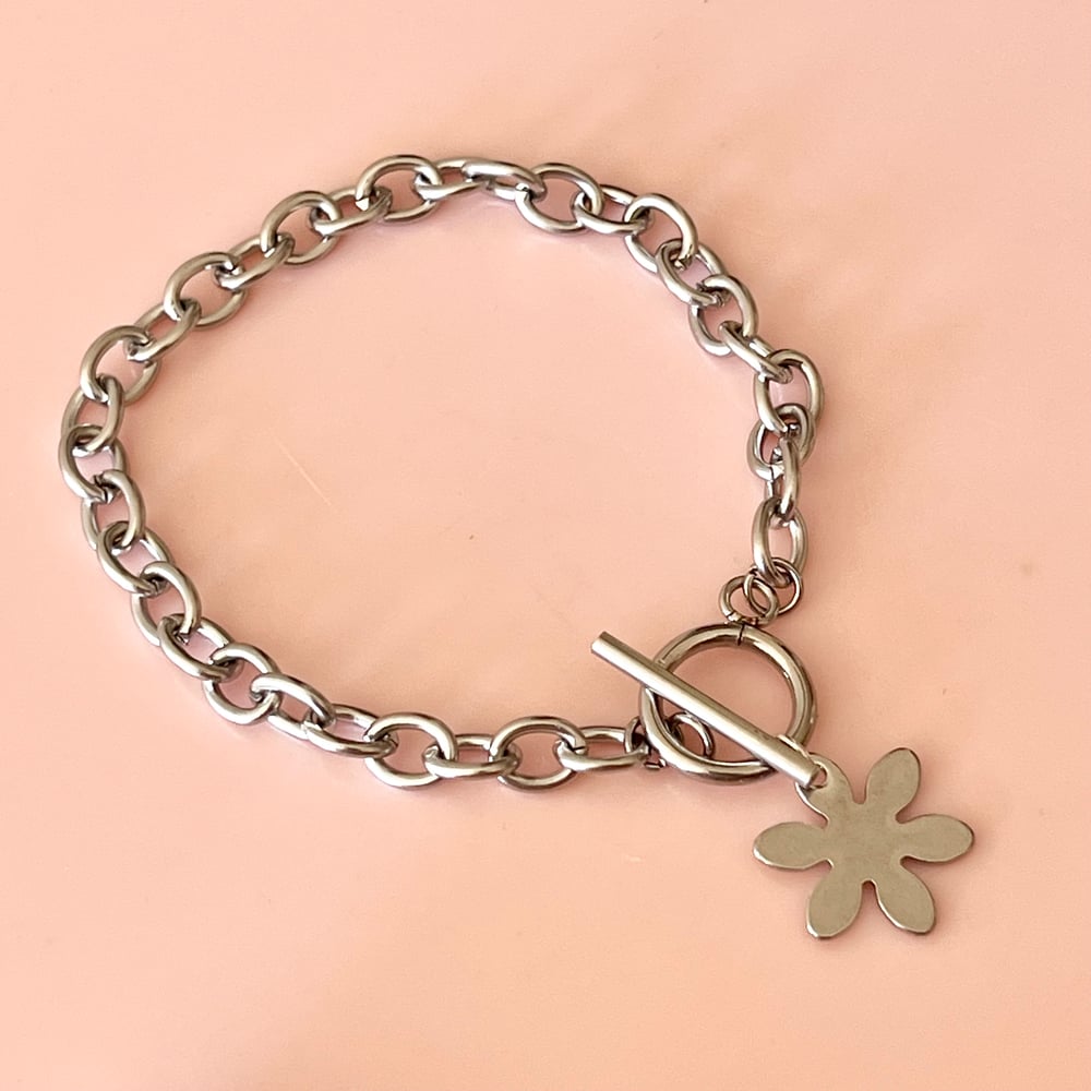 Image of Toggle Bracelet with a Flower charm