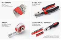 Image 2 of Tool Kit 92Pcs Household Toolbox Multifunctional Hand Tools Set Hard Carrying Case