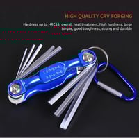 Image 3 of Portable Folding Hex Allen Key Wrench Hexagonal 8PCS with Carabiner Clip