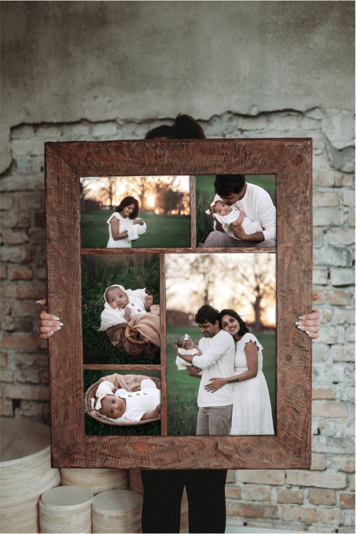 Image of 24x36 Custom Framed Wooden Photo Collage