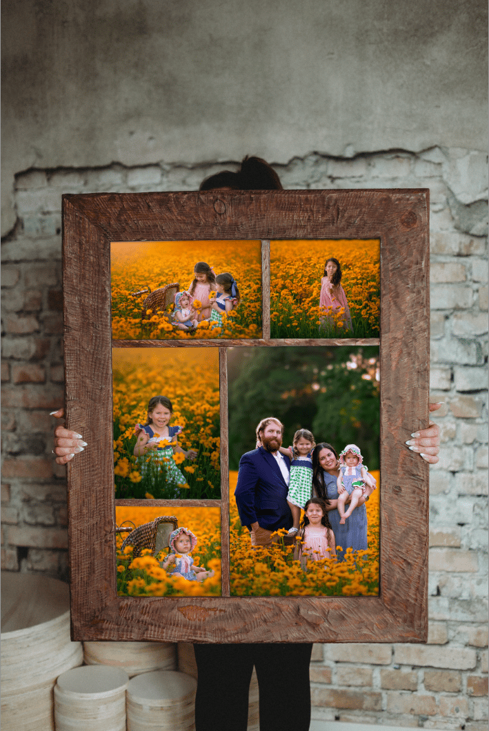 Image of 24x36 Custom Framed Wooden Photo Collage