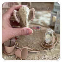 Image 5 of Handmade coffee beige flat elephant with "button wheels"