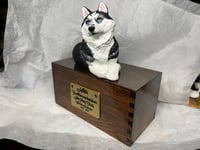 Image 5 of Custom Engraved Handpainted Siberian Husky Urn For Ashes Pet Portrait To Your Photos
