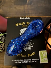 Image 3 of Glitter Glass Pipe, Starry Night  Freezable Smoking Glass Bowl