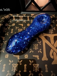 Image 5 of Glitter Glass Pipe, Starry Night  Freezable Smoking Glass Bowl