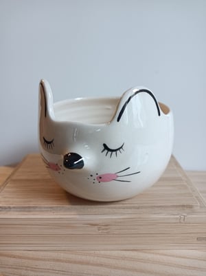 Image of Petit pot chat blanc 