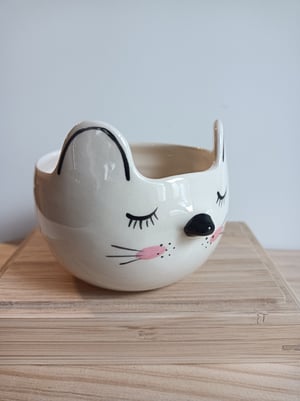 Image of Petit pot chat blanc 