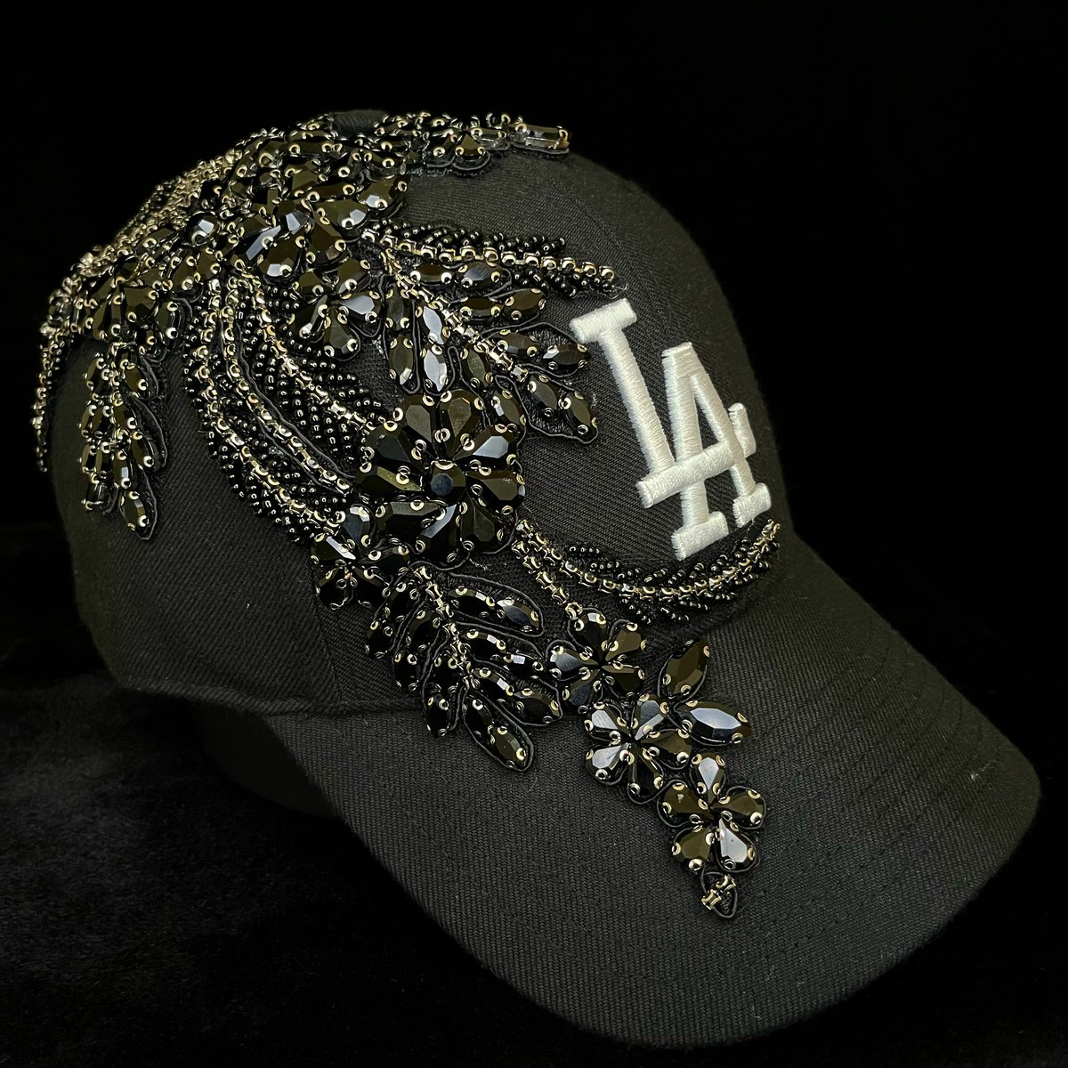 Black LA Bedazzled Trucker Hat