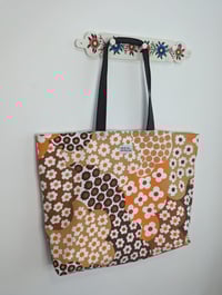 Image 1 of Orange & Brown Flowers Tote XL