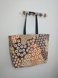 Image 3 of Orange & Brown Flowers Tote XL