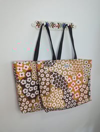 Image 2 of Orange & Brown Flowers Tote XL