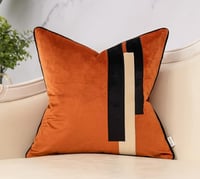 Image 1 of Yakin Burnt Orange Decorative Velvet Throw Pillow Cover
