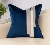 Image 1 of Yakin Navy Blue Decorative Velvet Throw Pillow Cover