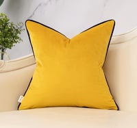 Image 2 of Yakin Yellow Decorative Velvet Throw Pillow Cover Striped Patchwork Cushion Case