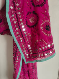 Image 2 of Thassos scarf pink / purple with light jade trim