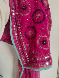 Image 1 of Thassos scarf pink / purple with light jade trim
