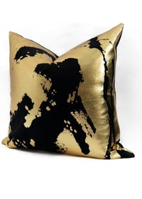 Image 2 of Luxury Gold Foil Printing Pillow Cover Lagre Abstract Black Velvet Square Decoration Pillow Cover