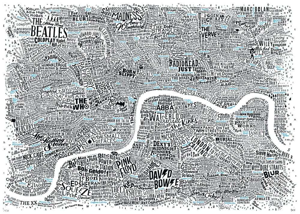 Music Map Of London (With Accent Colour)