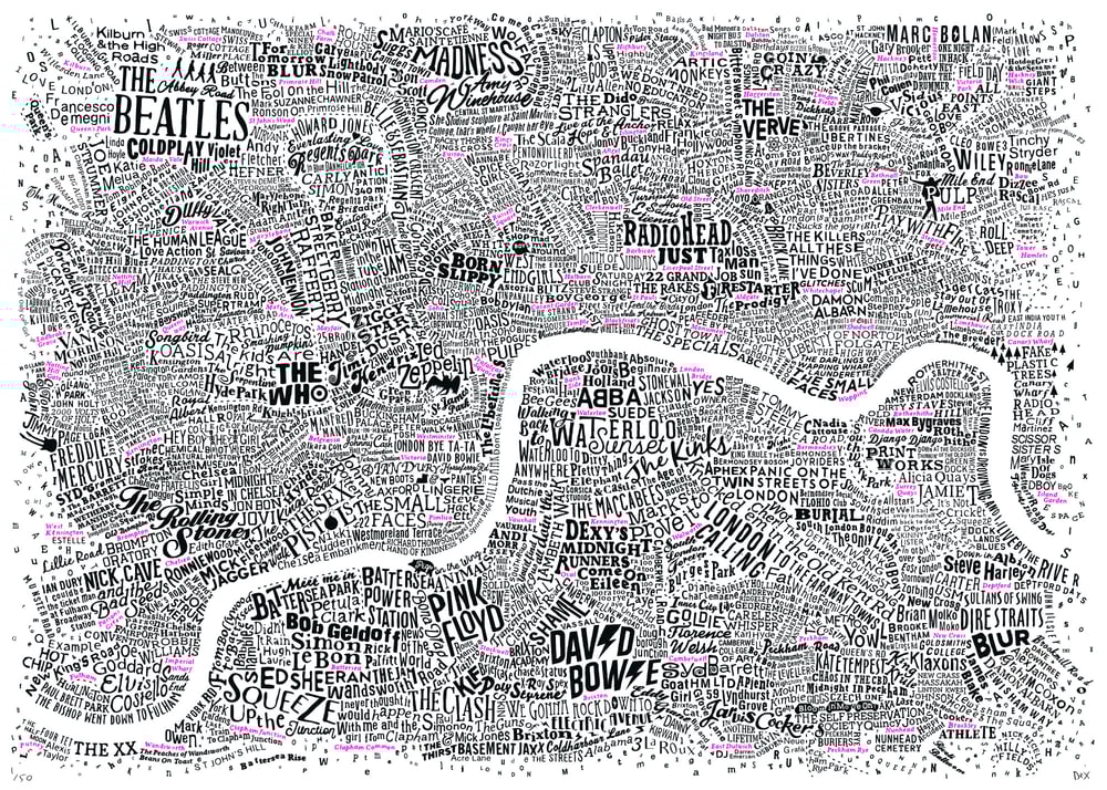 Music Map Of London (With Accent Colour)