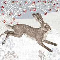 Image 3 of WINTER HARE GREETING CARD