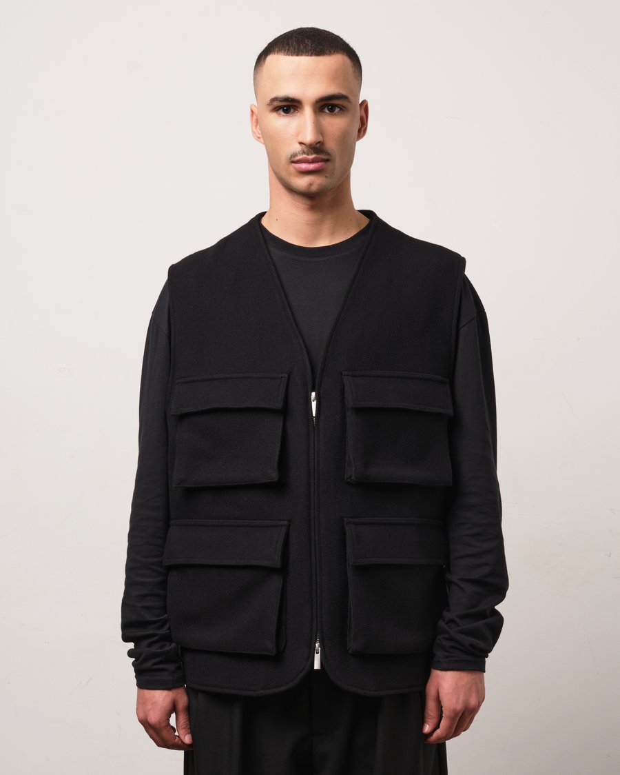 Image of Black Wool Cashmere Utility Vest