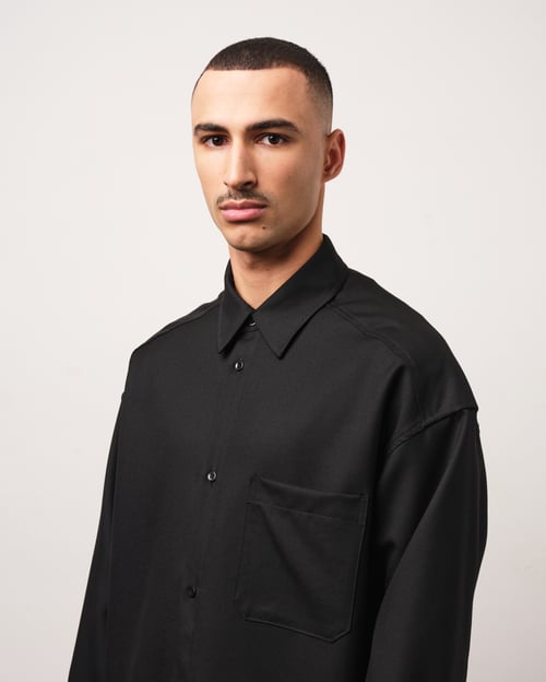 Image of Black Wool Twill Shirt