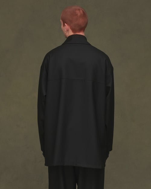 Image of Black Wool Twill Straight Jacket