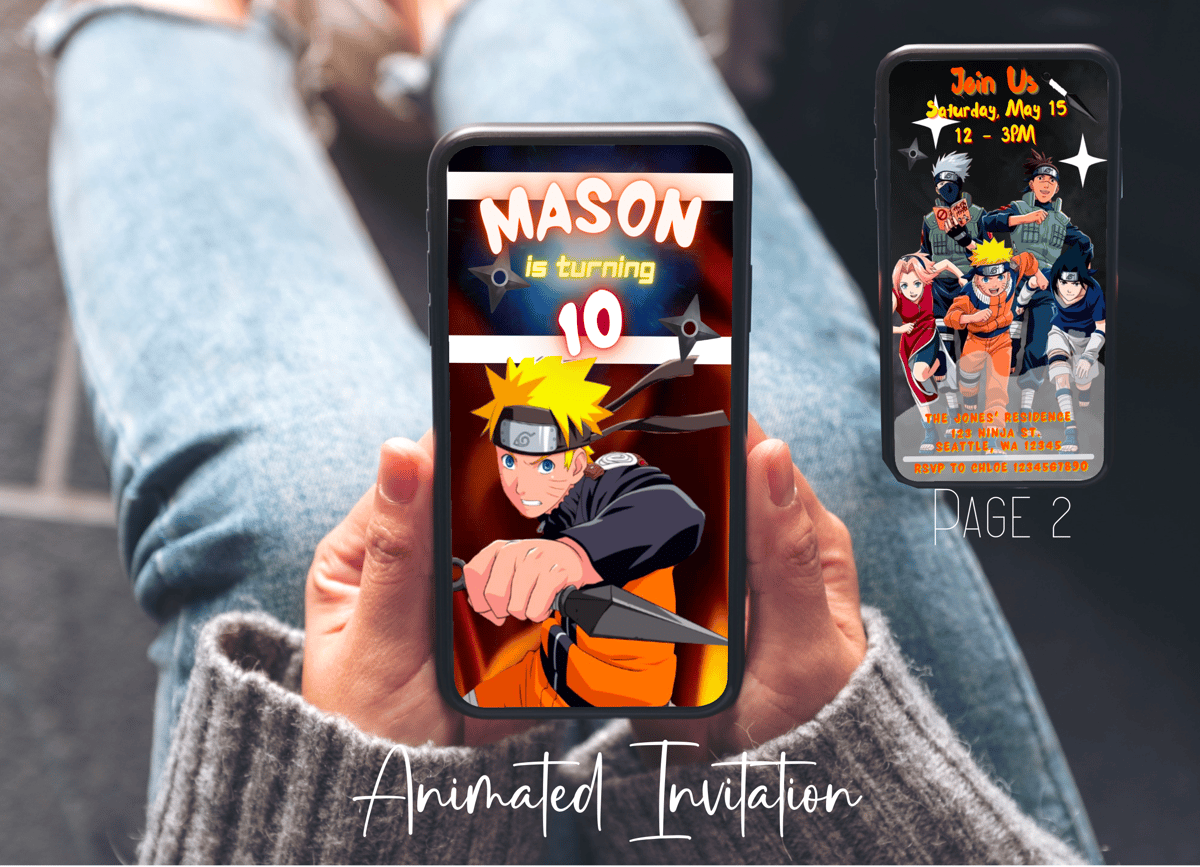 Image of Customizable 2pg Ninja Friends Video Invitation Party & Birthdays