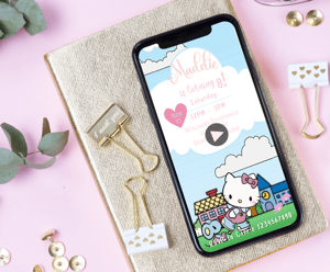 Image of Customizable E-invitation Video Kitty Skate Party & Birthdays