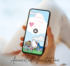 Image of Customizable E-invitation Video Kitty Skate Party & Birthdays