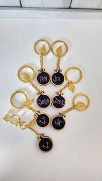 BTS Embroidery Hoop Key chains Black-Purple- Pink