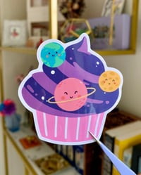 Image 1 of Space Cupcake Sticker | Kawaii Space