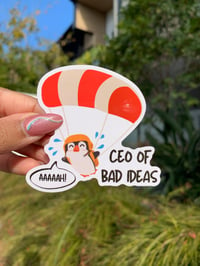CEO of Bad Ideas Funny Penguin Sticker | Vinyl