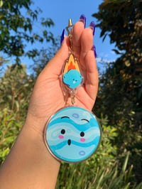 Blue "Comet Hit" Double Charm Keychain | Kawaii Space