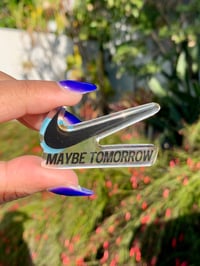 Image 1 of Nike "Maybe Tomorrow" Pin | Satire Logo Art