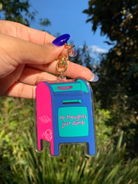 Image 1 of "No Thoughts Just Dumb" Mailbox Quote Keychain