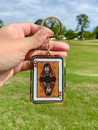 Image 1 of Desi Queen of Hearts Gold Edge Keychain