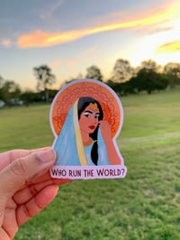 Image 2 of "Who Run The World" Desi Girl Power Vinyl Sticker