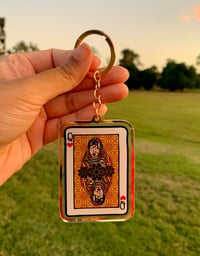 Image 3 of Desi Queen of Hearts Gold Edge Keychain